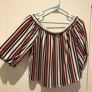 Striped off the shoulder top